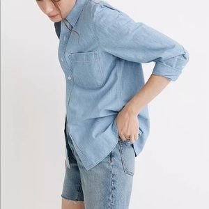 NWT Madewell Chambray Button Up Sailor Shirt, Medium